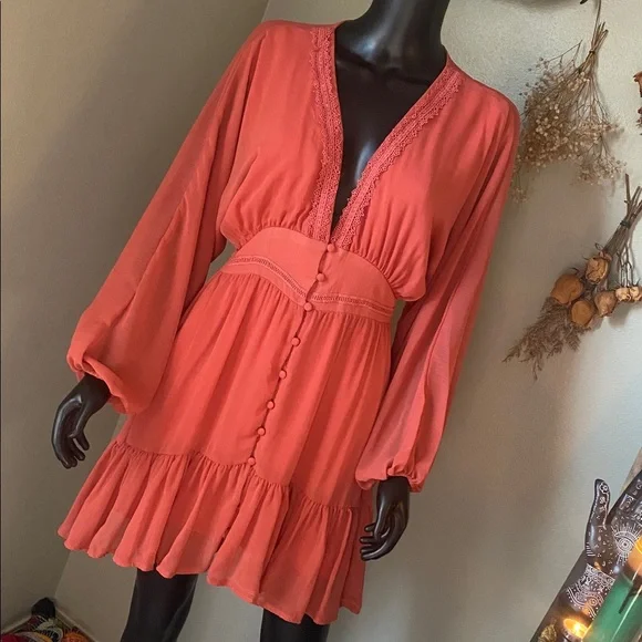 Vici Terracotta Button-Down Darling Cute Dress - Picture 4 of 13